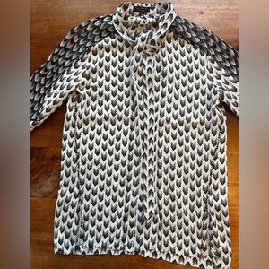 Rag And Bone Women’s Sheer Silk Black And White Long Sleeve Blouse Size M